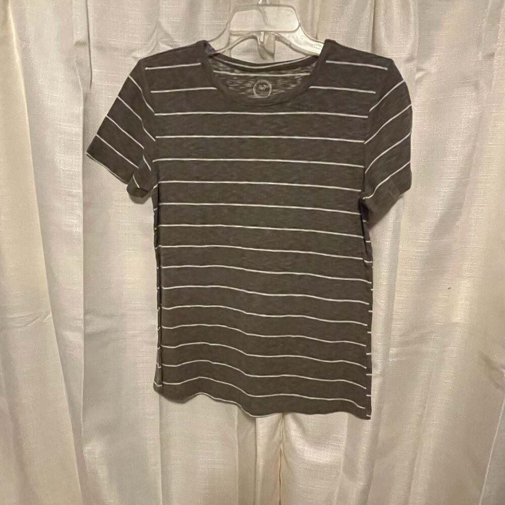 Maurices L Large Women’s 24/7 Flawless Striped Rib Knit Tuck In Tee